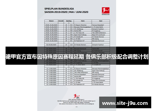 德甲官方宣布因特殊原因赛程延期 各俱乐部积极配合调整计划