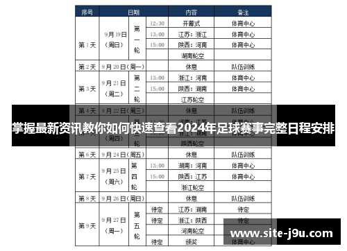 掌握最新资讯教你如何快速查看2024年足球赛事完整日程安排